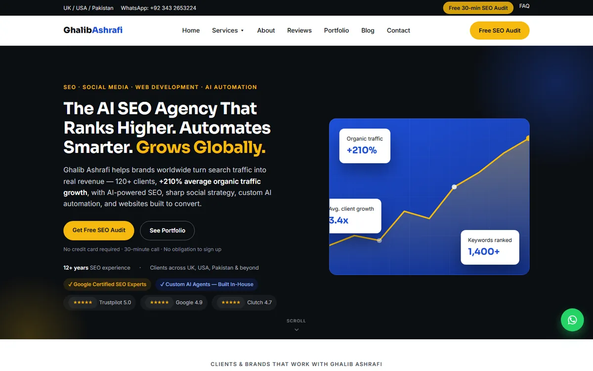 Screenshot of the ghalibashrafi.com homepage